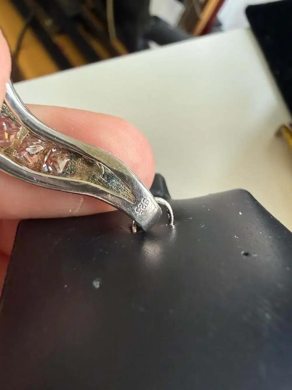 Sterling Silver 925 Cubic Zirconia Wave Slide Pendant